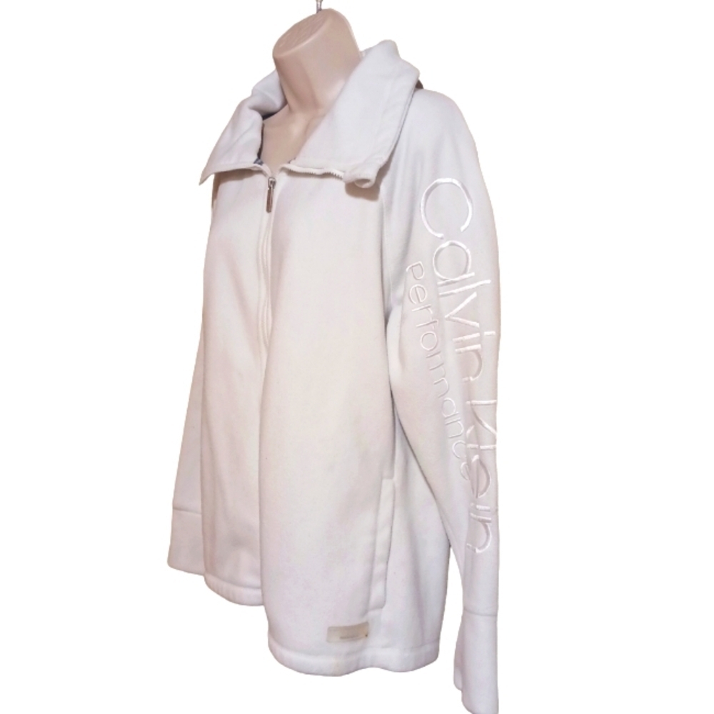 Calvin Klein White/Cream Feece Zip Up Jacket